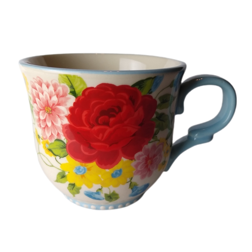 The Pioneer Woman Sweet Rose Mug 14.5 Oz. Red Yellow Blue Pink Grannycore NWT